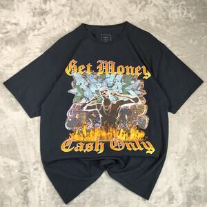 Rue21 Get Money Cash Only streetwear rapper flames y2k graphic tshirt mens M